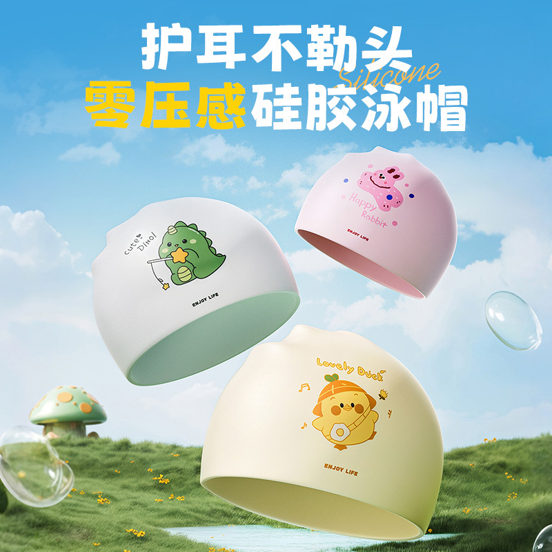 Toucas de natação fofas para c - Swim Cap Silicone avaliação e preço